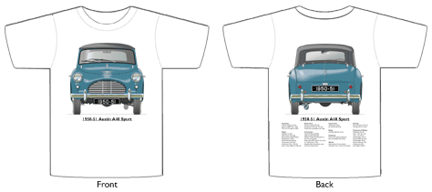 Austin A40 Sport 1950-51 T-shirt Front & Back